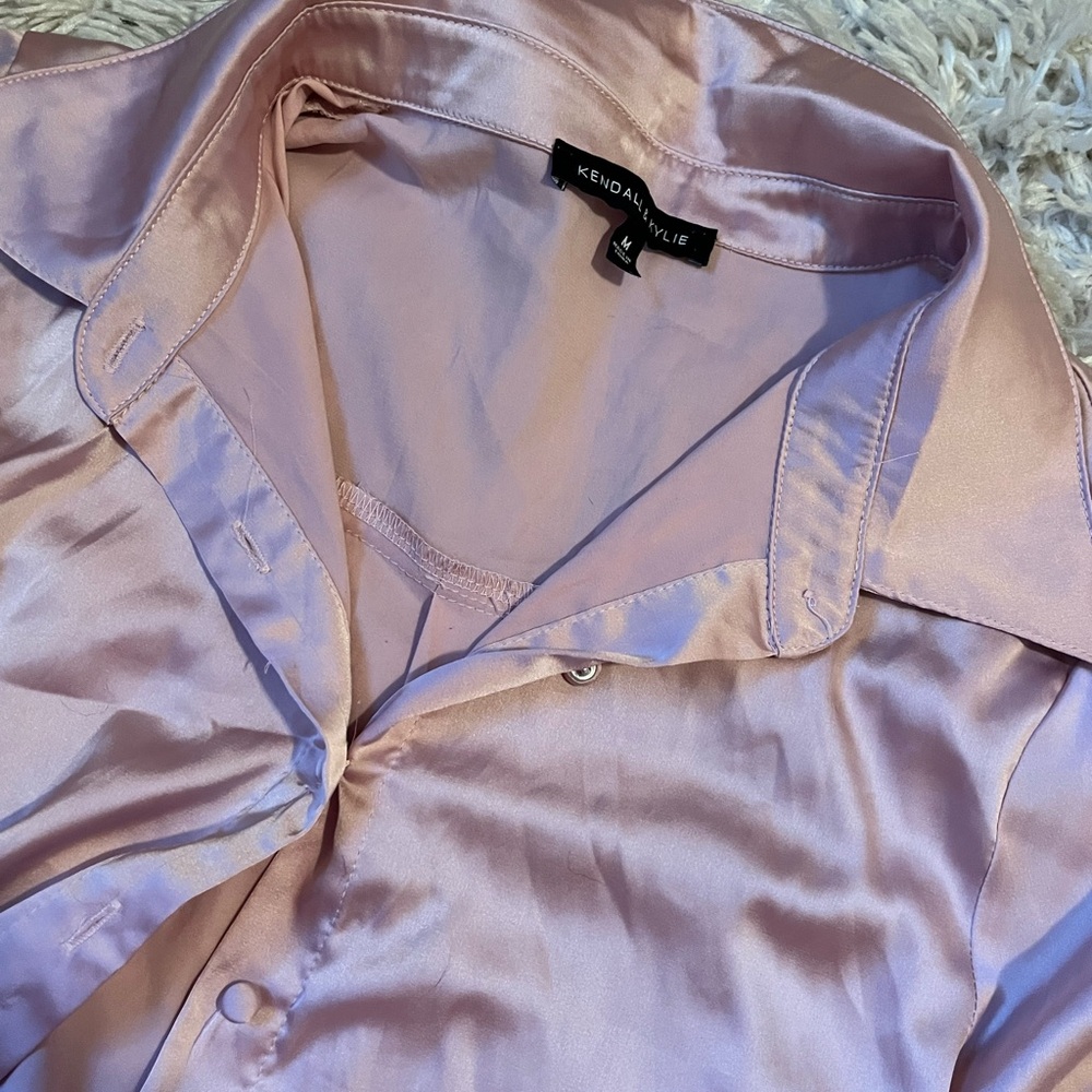 Kendall & Kylie Silk Pink Button Up